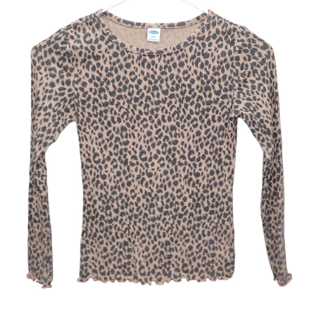 Old Navy ribbed cheetah print long sleeve top Size M (8)